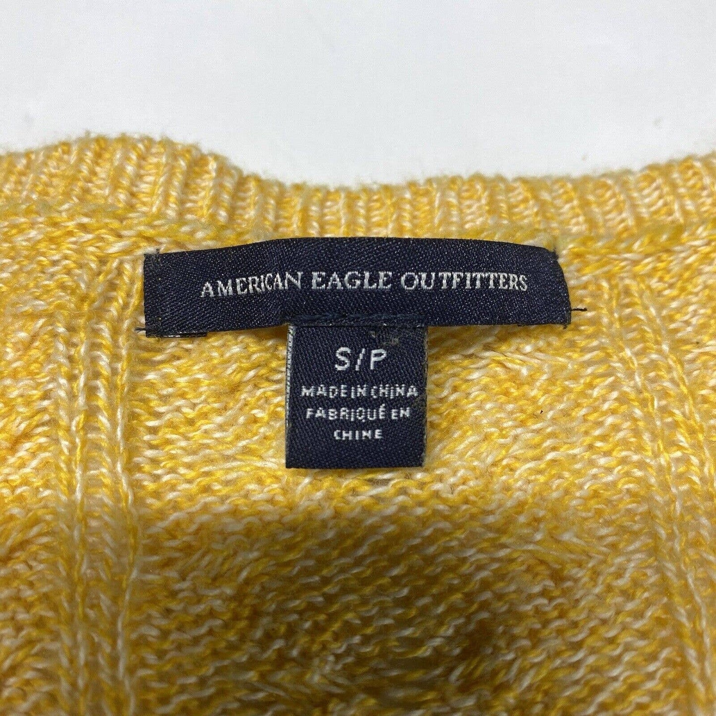 American Eagle Cable Knit Sweater Sz Small Womens Yellow Zippers Long Sleeve Top