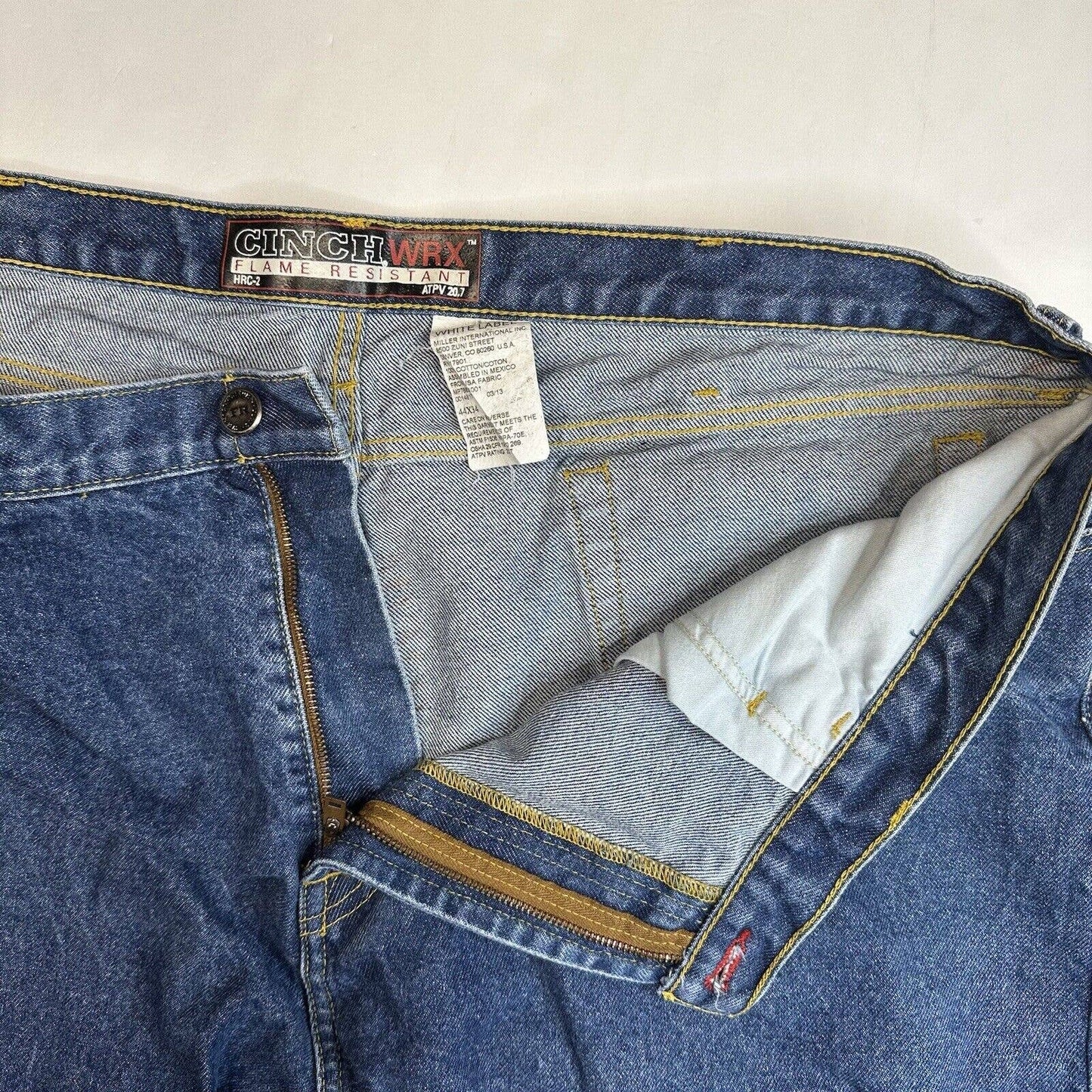 Cinch WRX Flame Resistant White Label Jeans 44x33 Relaxed Straight Denim HRC2