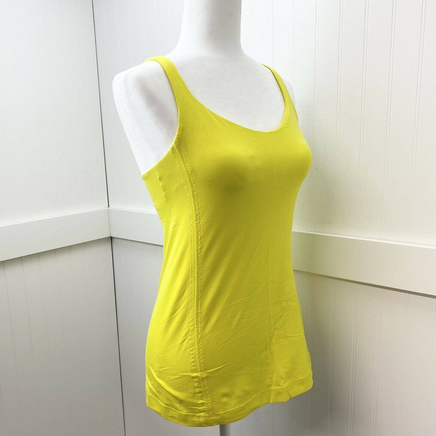 Lululemon Yellow Cross Back Tank Top Padded Bra Athletic Workout *No Size Tag*