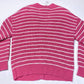 Loft Button Up Knit Cardigan Medium Pink/White Striped Long Sleeve Sweater NEW