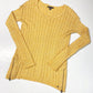 American Eagle Cable Knit Sweater Sz Small Womens Yellow Zippers Long Sleeve Top