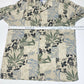 Island Blue Hawaiian Silk Blend Button Up Shirt Sz Large Beige Short Sleeve