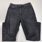 American Eagle Mom Jean Sz 6 Short High Rise Black Denim Crop Distressed Holes