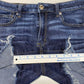 American Eagle Hi Rise Shortie Sz 8 Super Stretch Denim Jean Dark Raw Hem Fray