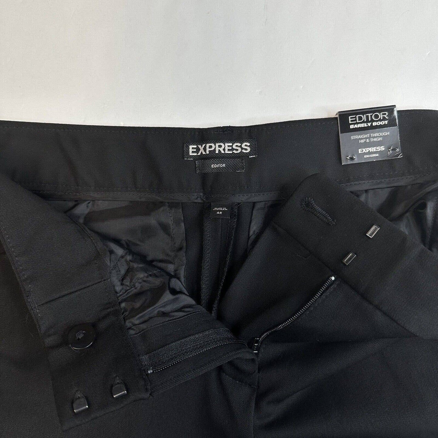 Express Editor Barely Boot Dress Pants Womens 4 (30"Waist) Black Bootcut NEW