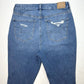 American Eagle Curvy Hi-Rise Dream Jegging 10 Stretch Blue Denim Repaired Holes