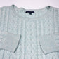 American Eagle Cable Knit Sweater Sz Large Womens Mint Green Zippers Long Sleeve