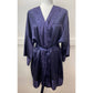 Victorias Secret Womens Vintage Gold Label Navy Blue Short Satin Robe Size OS