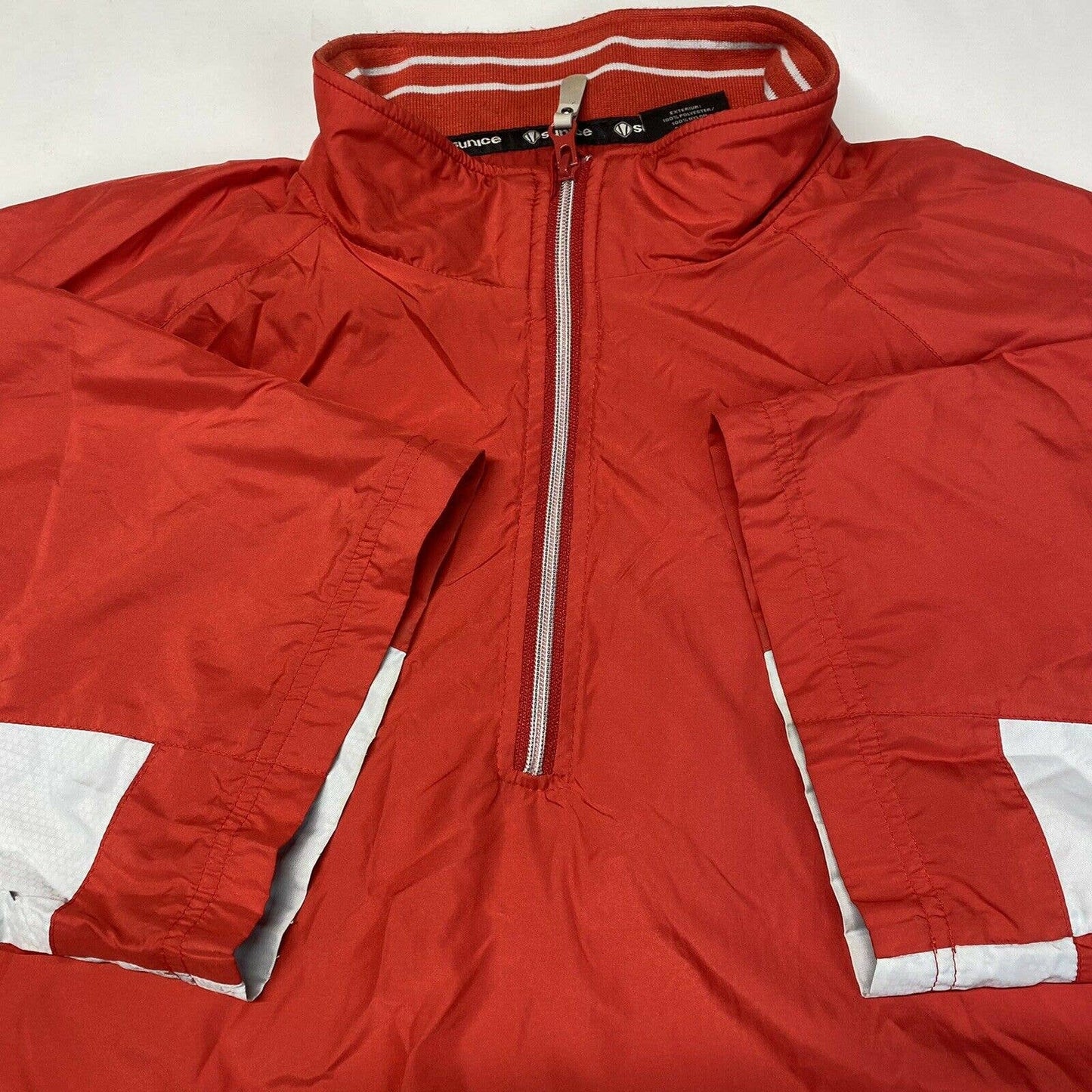 Sunice 1/4 Zip Pullover Short Sleeve Weather Jacket XLarge Red Lightweight *Flaw