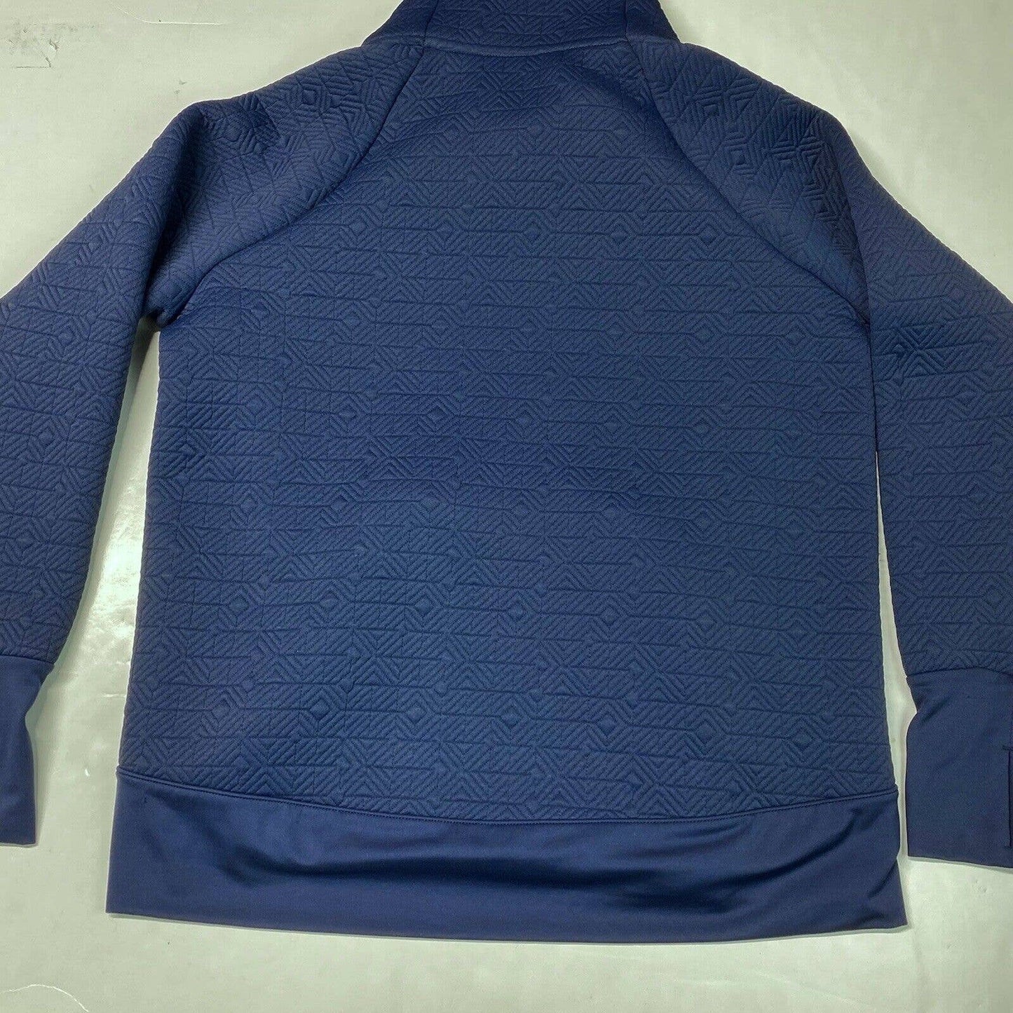 Athleta Jacquard Elevation Sweatshirt Sz Medium Athleisure Navy Blue Thumbholes