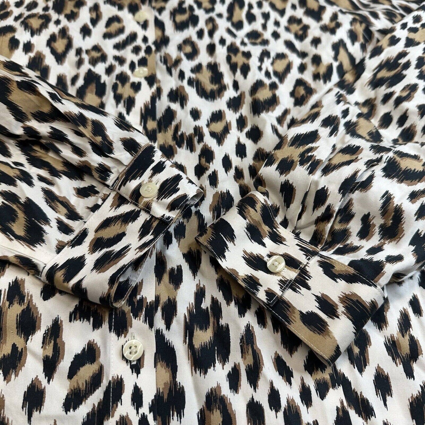 Chicos No Iron Button Up Shirt 3 (US XL) Leopard Animal Print Long Sleeve *Spot