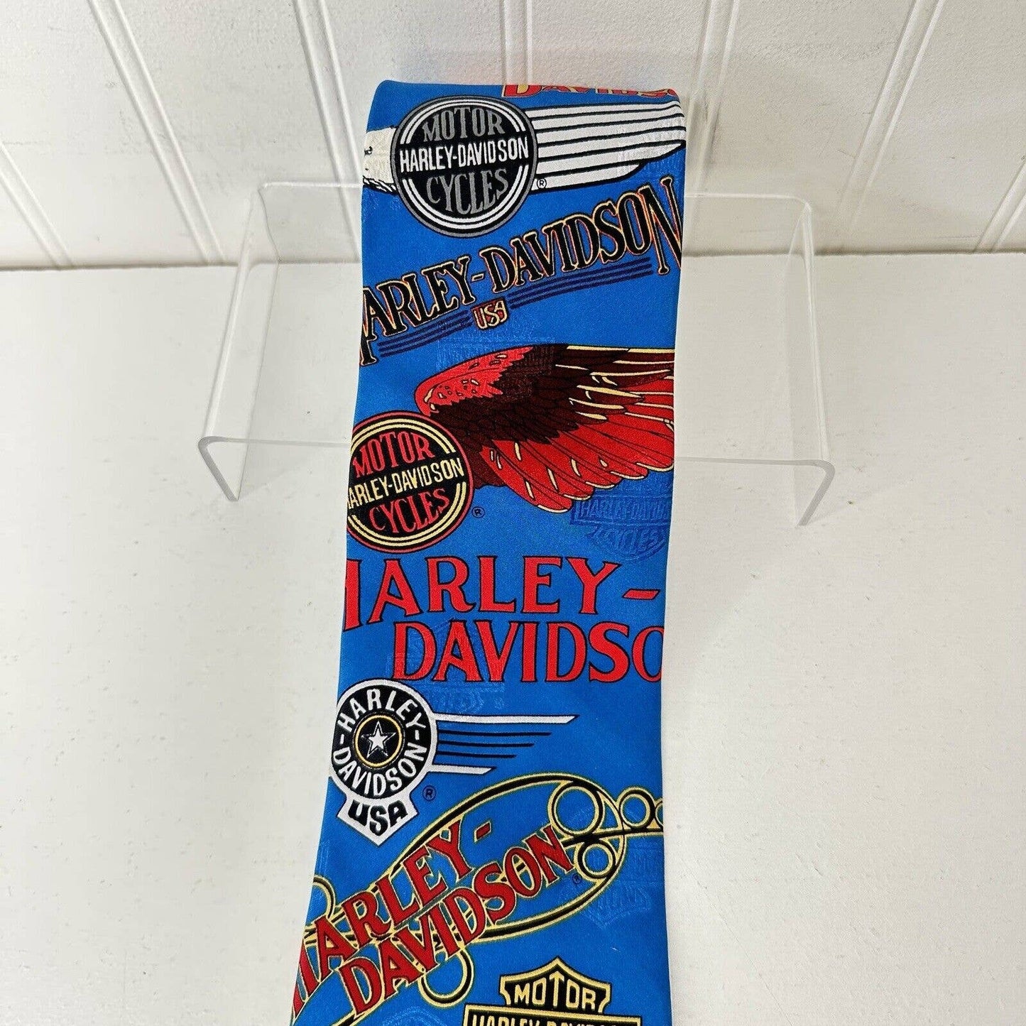 Vintage RM Style “Harley Davidson Decals” Motorcycles 100% Silk Necktie Tie