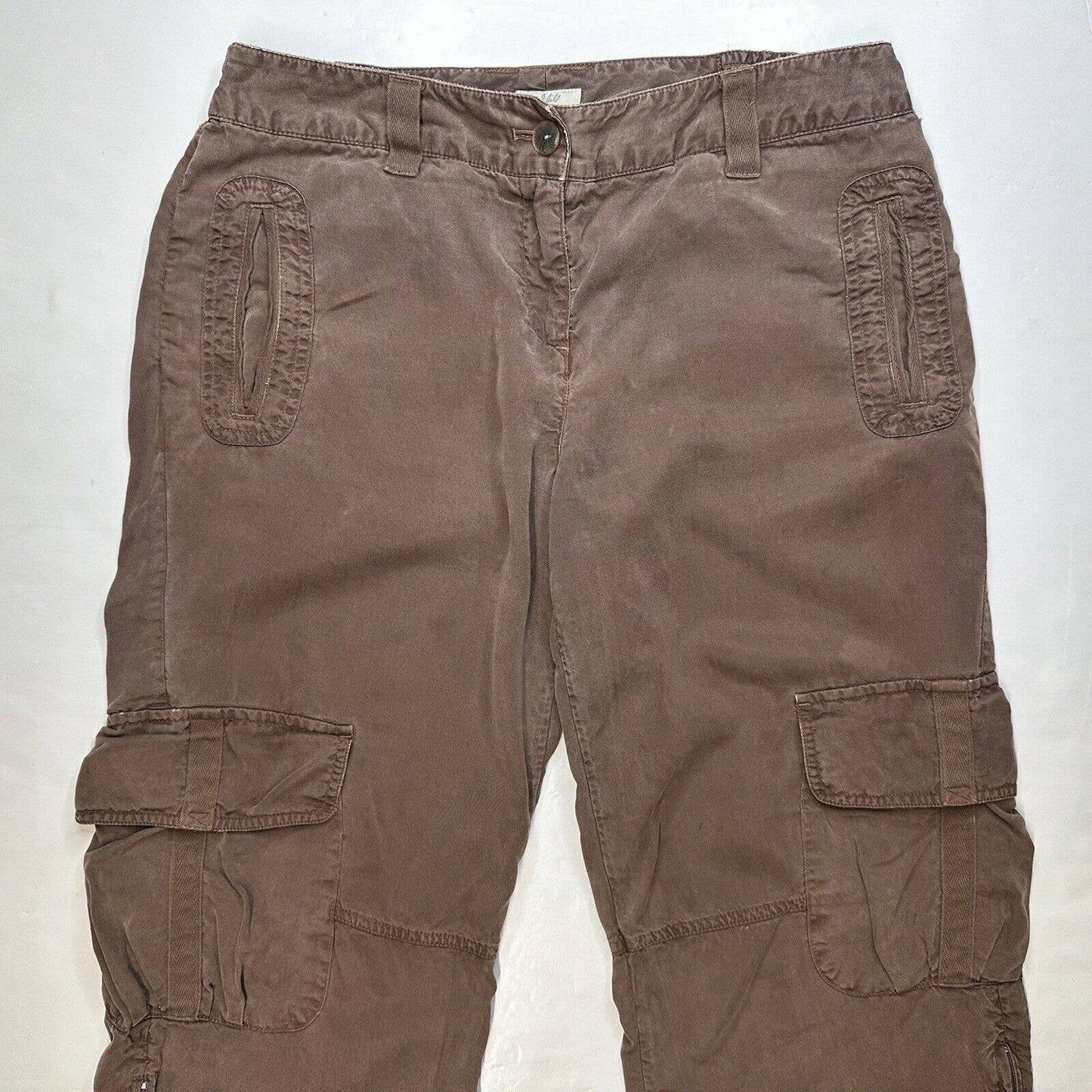 J Jill Cargo Crop Pants Womens 10 Petite Brown Tencell/Lyocell Casual Leisure