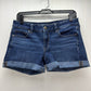 American Eagle Midi Shorts Sz 8 360 Super Stretch Denim Blue Jean Dark Fray