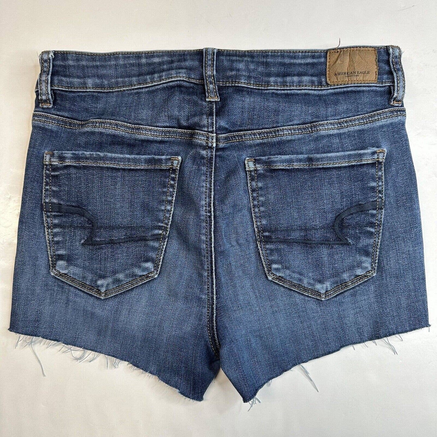 American Eagle Hi-Rise Cut Off Shorts 10 Next Level Stretch Denim Jean Distress