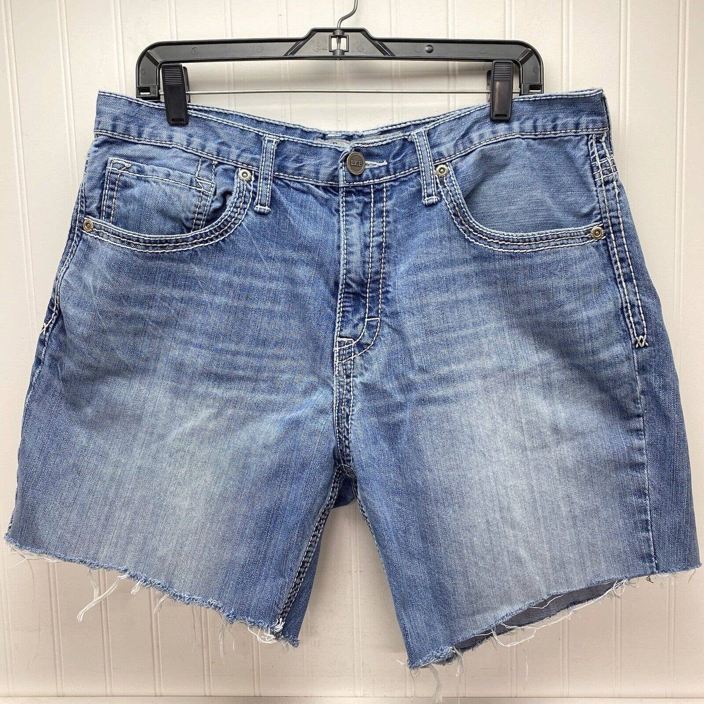 BKE Buckle Seth Cut Off Shorts Mens 36 Denim Blue Jean Short Distress Light Wash