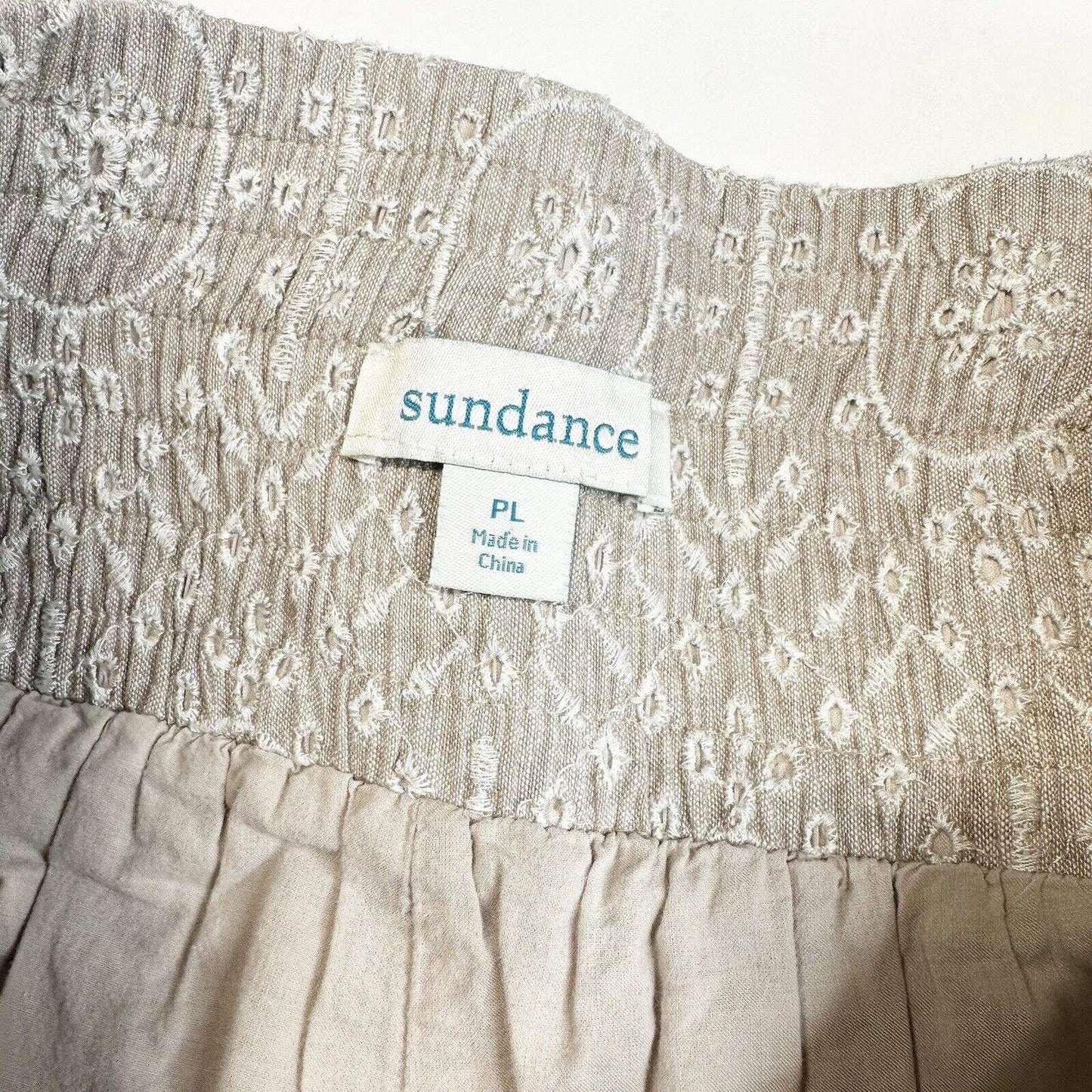 Sundance Menara Culottes PL Petite Large Wide Leg Crop Pants Embroidered Eyelets